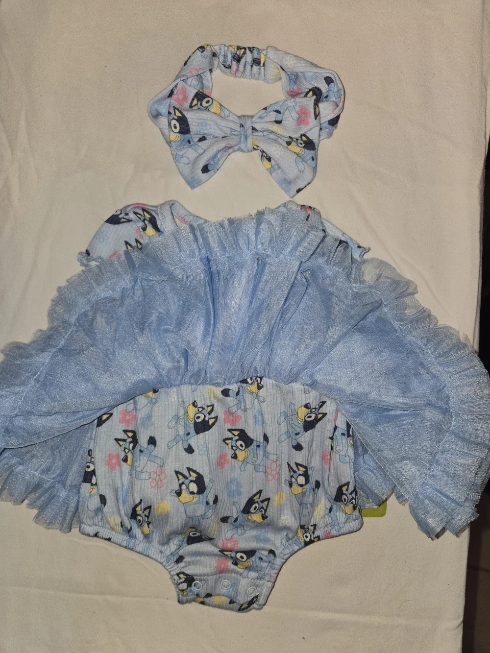 Bluey Blue Tulle Tutu One-Piece with Headband